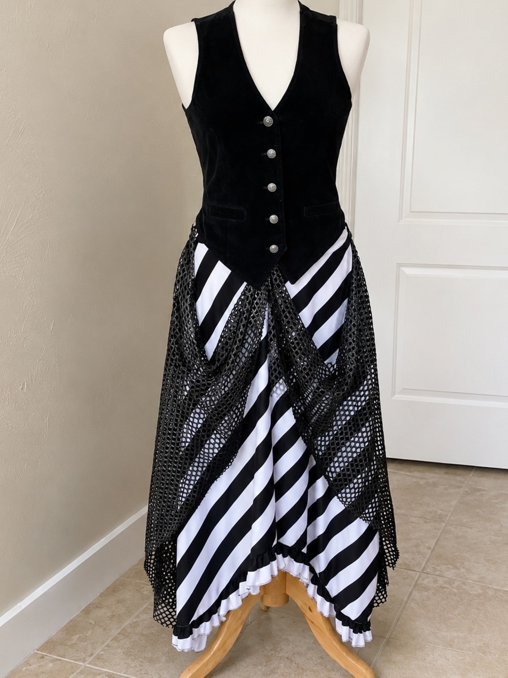 Handmade Black & White Fishnet Coin Skirt – Pirate, Victorian, Steampunk - S/M